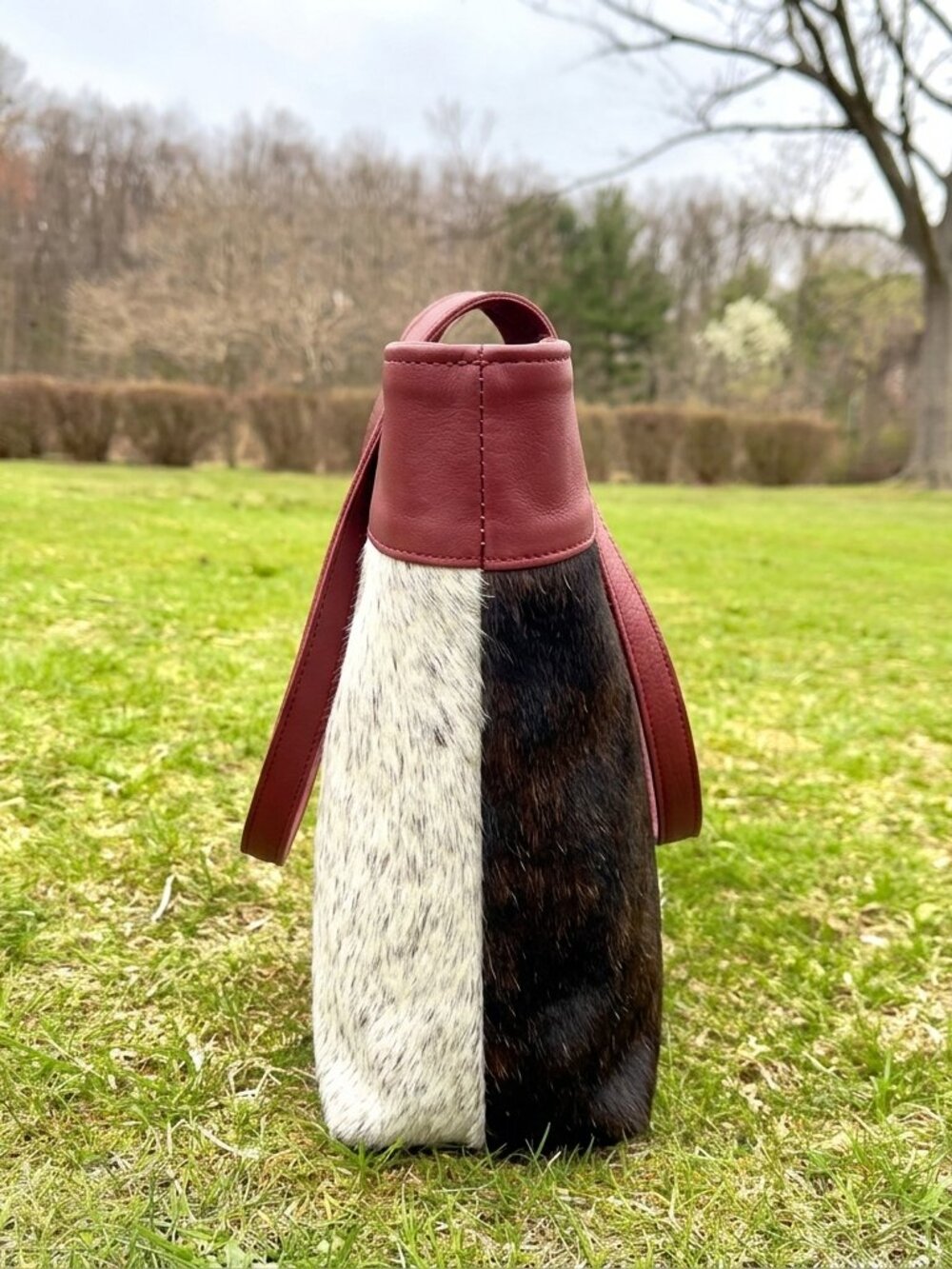 Handmade Cowhide Leather Tote Bag | Large Western Handbag Shoulder Bag Purse - Picture 3 of 6